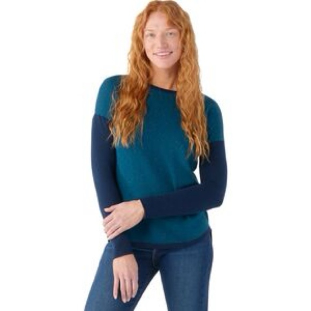 Smartwool Shadow Pine Colorblock Sweater Twilight Blue Heather